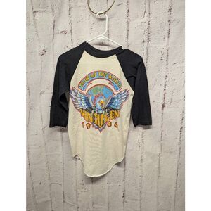 Vintage Van Halen 1984 Tour baseball shirt‎ 3/4 Sleeve S Small 80's Vtg *Flaws